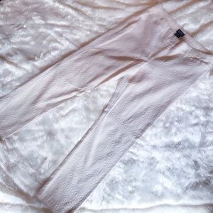 Cream Lace Detail Slim Pants